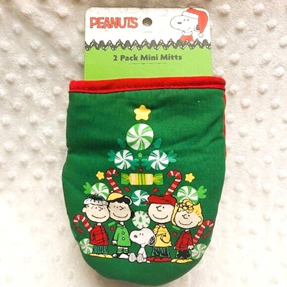 Peanuts Festive, Holiday Kitchen 2pk Oven Mitt Minis-NEW - Picture 1 of 3